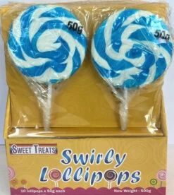 Sweet Treats Swirly Lollipops - Blue (10 X 50g)