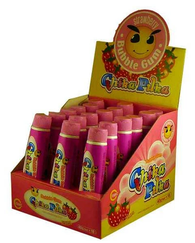 Chika Puka Squeezable Bubble Gum Strawberry (18 X 40g Tube Display Unit) 2 Chika Puka Squeezable Bubble Gum Strawberry (18 X 40g Tube Display Unit) - Image 2