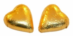 Chocolate Gems - Chocolate Hearts - Gold Foil (500g Bag / Approx 60 Pieces)