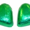 Chocolate Gems - Chocolate Hearts - Green Foil (500g Bag / Approx 60 Pieces)