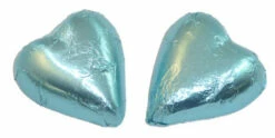 Chocolate Gems - Chocolate Hearts - Ice Blue Foil (500g Bag / Approx 60 Pieces)