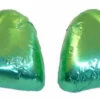 Chocolate Gems - Chocolate Hearts - Ice Green Foil (500g Bag / Approx 60 Pieces)