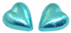 Chocolate Gems - Chocolate Hearts - Light Blue Foil (5kg Box / Approx 625 Pieces)