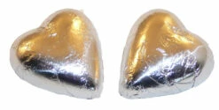 Chocolate Gems - Chocolate Hearts - Silver Foil (500g Bag / Approx 60 Pieces)