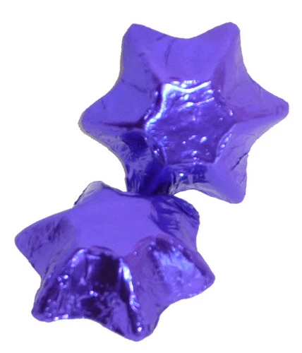 Chocolate Gems - Chocolate Stars - Purple Foil (5kg Box / Approx 700 Pcs) 1 Chocolate Gems - Chocolate Stars - Purple Foil (5kg Box / Approx 700 Pcs)