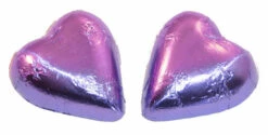Chocolate Gems - Chocolate Hearts - Mauve Foil (500g Bag / Approx 60 Pieces)