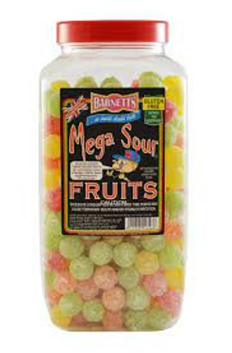 Barnetts Mega Sour Candy - Fruit Flavour (3kg Jar) 1 Barnetts Mega Sour Candy - Fruit Flavour (3kg Jar)