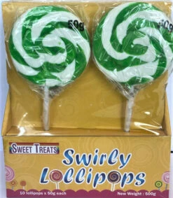Sweet Treats Swirly Lollipops - Green (10 X 50g) -AU Snack Sales Store green 03237.1659150467