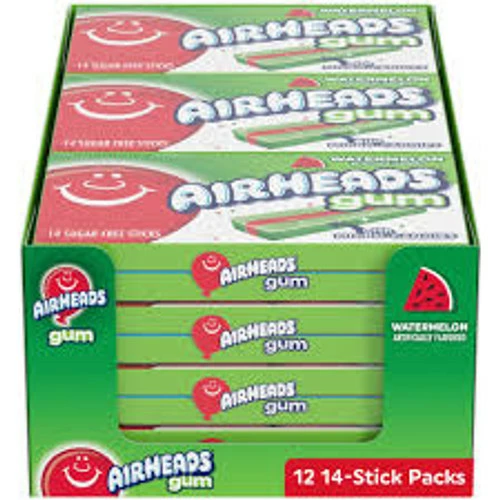 Airheads Gum - Watermelon (12 X 14 Sticks) 1 Airheads Gum - Watermelon (12 X 14 Sticks)