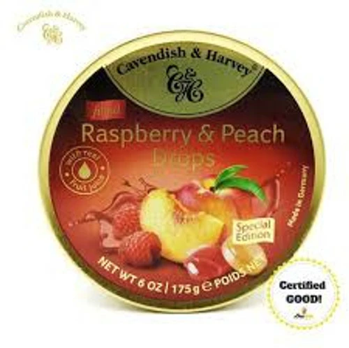 Cavendish & Harvey - Raspberry & Peach (10pc X 175g Tin) 2 Cavendish & Harvey - Raspberry & Peach (10pc X 175g Tin) - Image 2