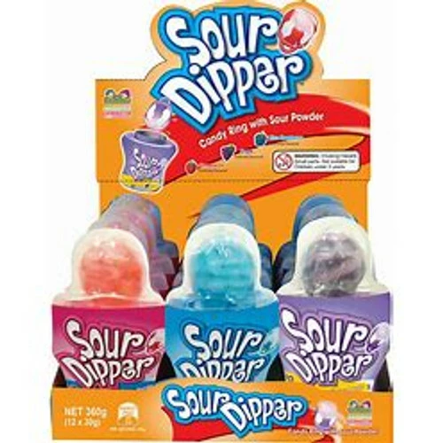 Sour Dipper - Candy Ring With Powder (12 X30g In A Display) 1 Sour Dipper - Candy Ring With Powder (12 X30g In A Display)